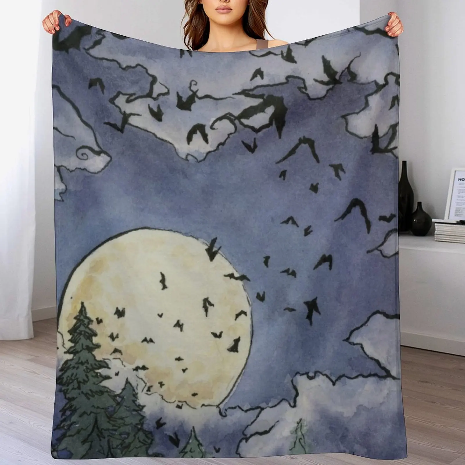 

Bats Throw Blanket Foldable Soft Warm Blanket for Outdoor Use