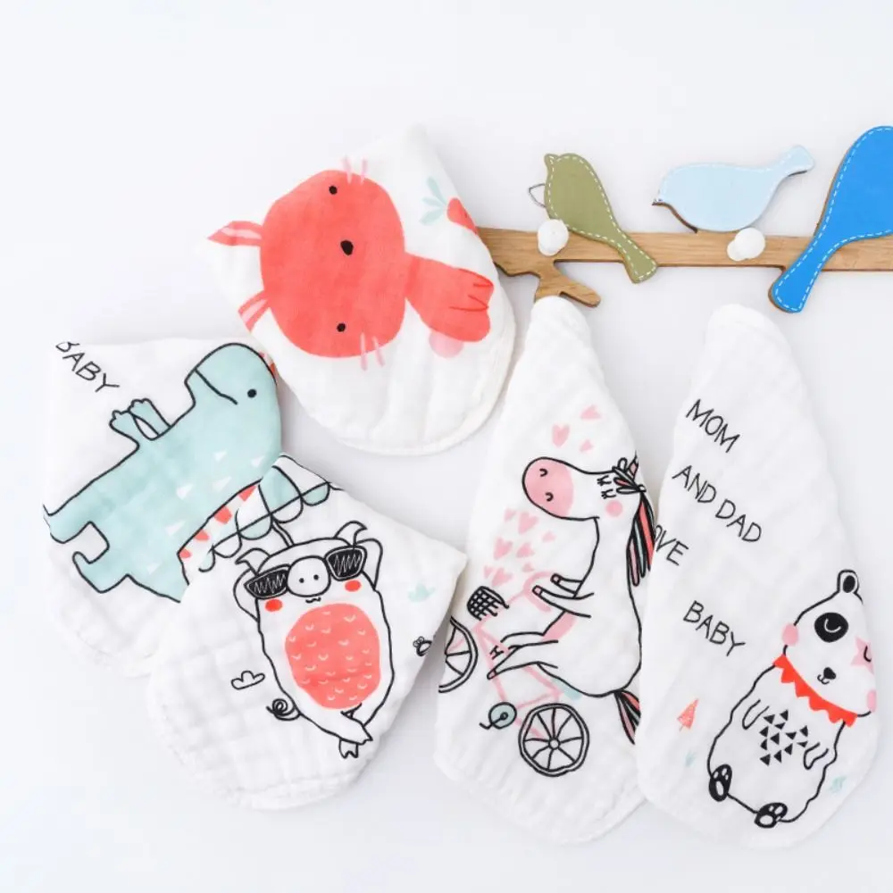 5PCS Spuugdoekje Baby Gaas Handdoeken Gezichtsdoekjes Super Zacht Puur Katoen Vierkante Handdoeken Zakdoek Draagbare Cartoon Infan Washandje