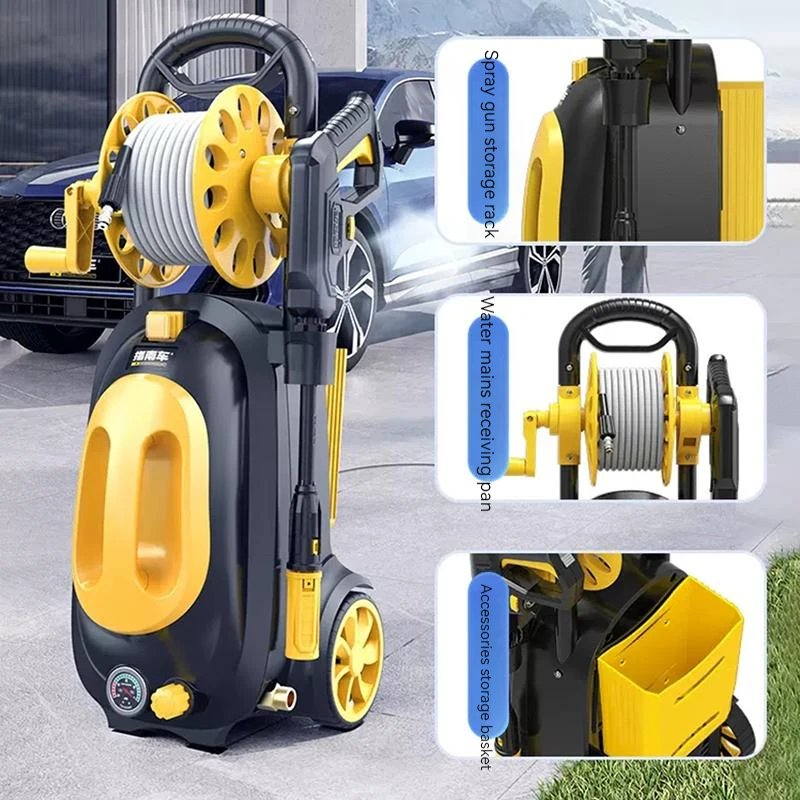 Lavatrice per auto completamente automatica 2800W macchina per la pulizia della pistola ad acqua ad alta pressione portatile 220V ad alta potenza con bobina di avvolgimento