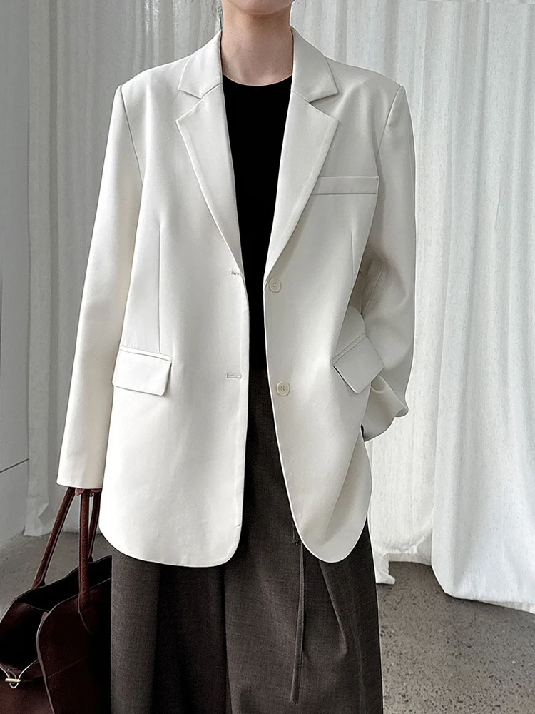 FANAN オフィスレディバックスリットデザインブレザー女性のためのシングルブレストソリッドフィット女性コートエレガントなジャケット 2025 秋の新