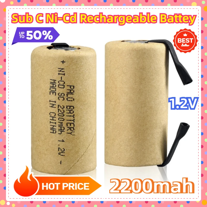 

Sub C Ni-Cd Rechargeable Battey with Tab Power Tool NiCd SUBC Cells Screwdriver Electric Drill SC Batteries 1.2V 2200mah