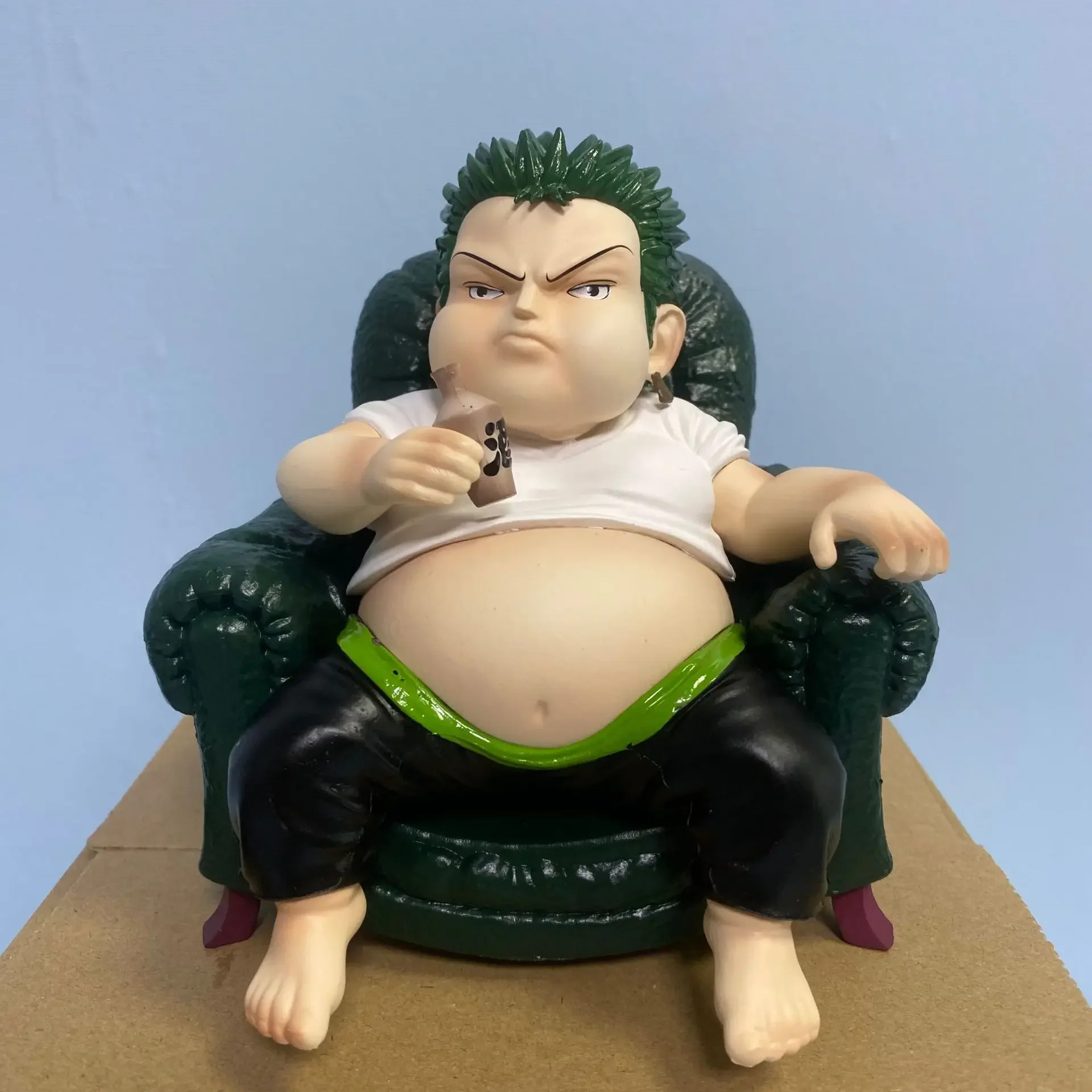 One Piece Sitting Fatty Luffy Zoro Sanji Statue Action Figurine Desk Collectible Anime Model Toys Figures Gift 15CM