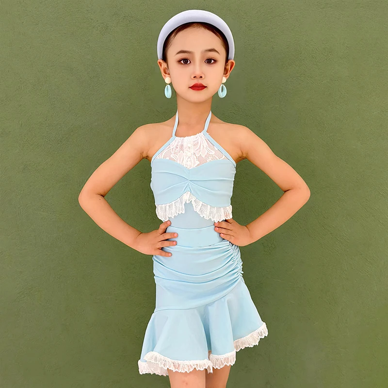 

Waltz Latin Dance Costume Girls Sleeveless Dance Performance Clothes Children's Tango Dancing Set Dancewear Training Suit XH2926
