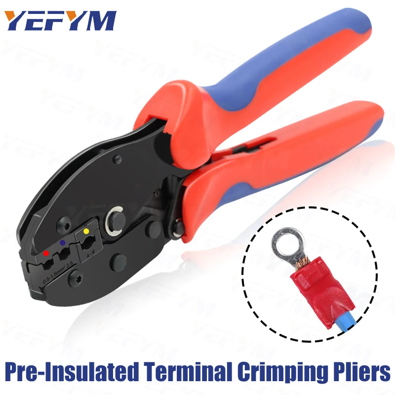 RV/SV/FDD/MDD Insulated Terminals & Connectors Crimping Tools LY-30J 22-10 AWG/0.5-6mm² Ratchet Electrical YEFYM Pliers