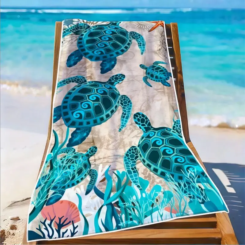 1Pc, Five Turtle Beach Towels, Super Absorbent Lightweight Beach Towel - Sand-Free Quick-Dry Towel, Soft Microfiber, Suitable for Beaches, Pools, Gyms, Bathrooms, Camping, and Travel.