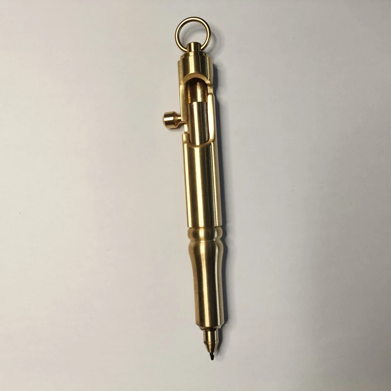 CNC Machined Soild Brass Material Outdoor EDC Tools Tactical Bolt Ball Pen Hidetoshi Nakayama Style Vintage Toy Stationery