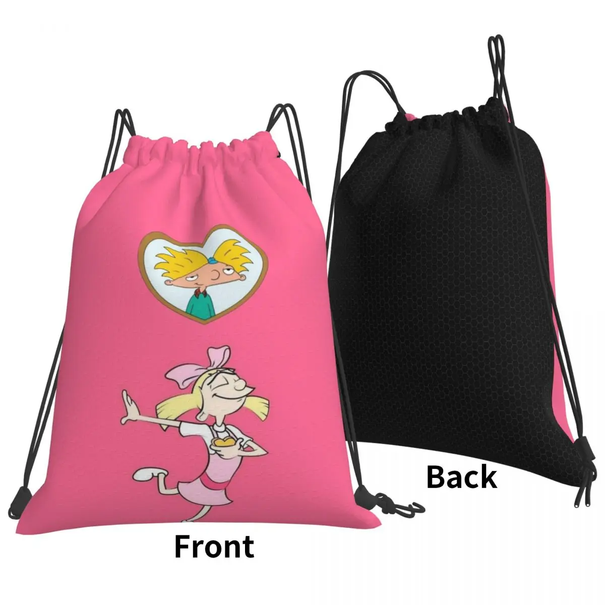 Helga Pataki Anime Animation Hey Arnold Backpacks Casual Drawstring Bundle Pocket Sports Bag Book Bags for Travel Students