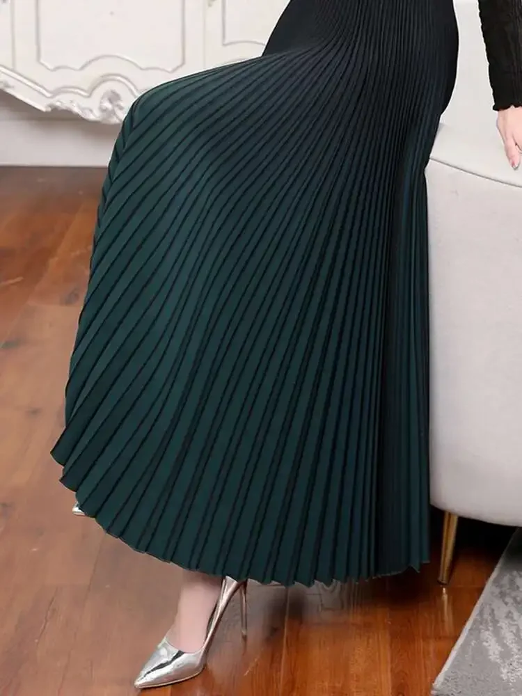Elastic Waist Gradient Colour Pleated Half-body Skirt Miyake 2025 Summer New Fashion Casual Versatile Loose Elegant Skirt
