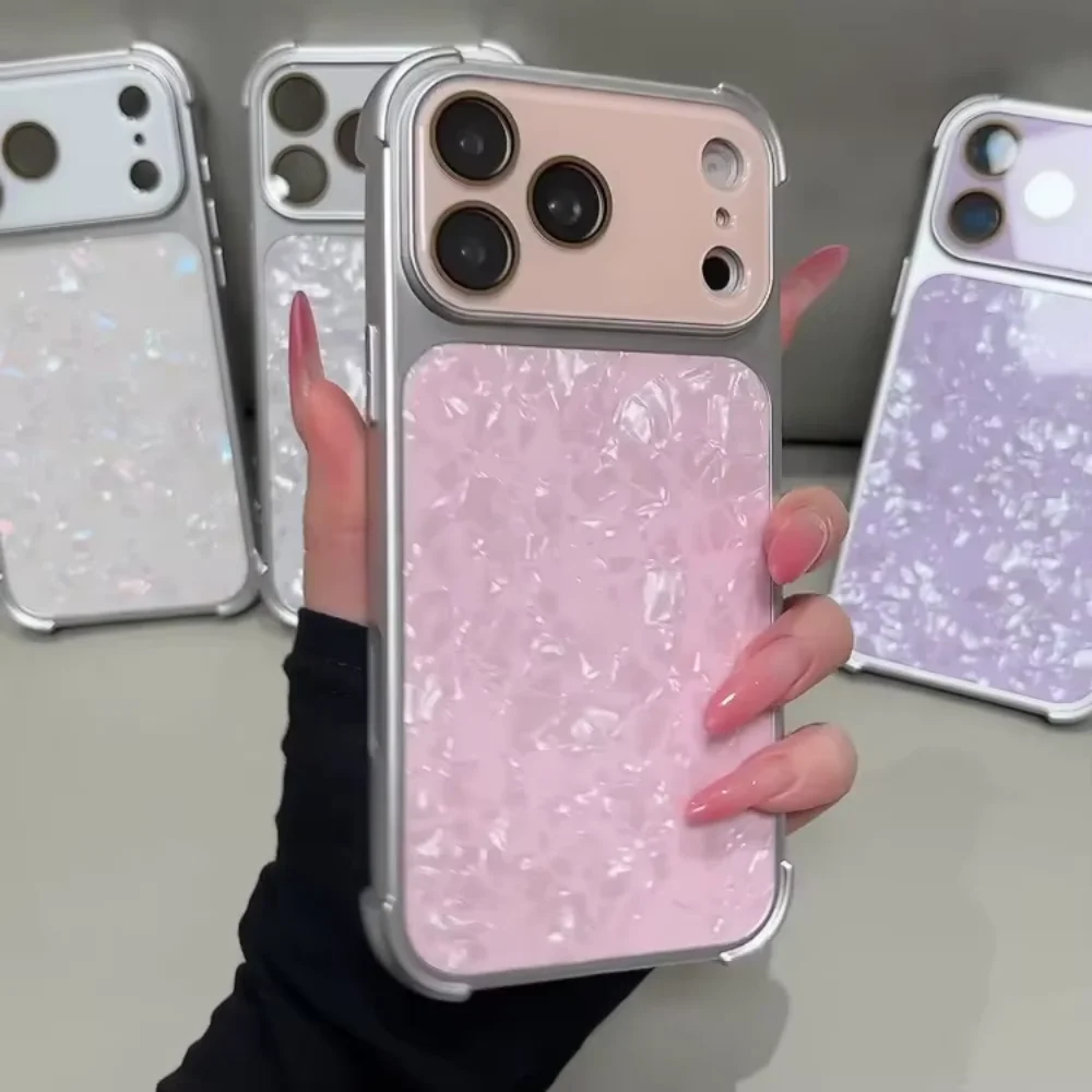 Funda de Teléfono con Diseño de Brillo Láser y Armadura de Lujo para iPhone 17 16 15 14 13 Pro Max 17Pro, Carcasa Rígida Antigolpes
