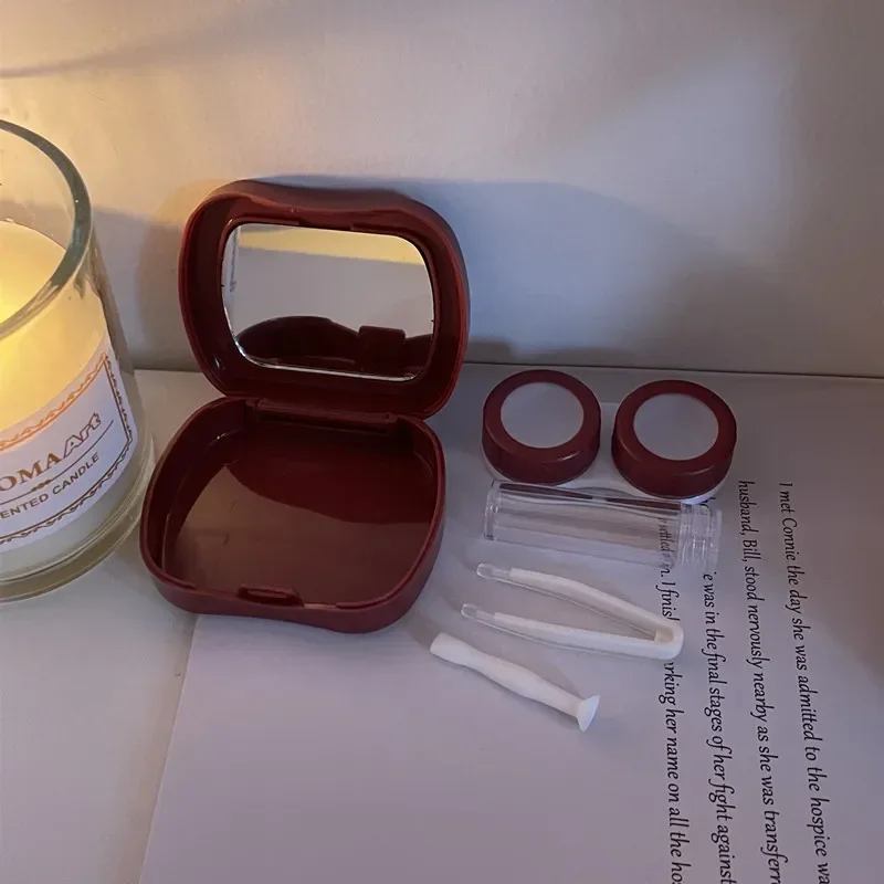 1 szt. Pojemniki na soczewki kontaktowe futerał na soczewki kontaktowe dziewczynka przenośny podróżny Mini uroda pudełko do przechowywania pielęgnacja oczu pudełko na pojemnik