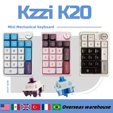 Kzzi K20 Macro Numeric Keypad Wireless Keypad Programming Mini Button Custom Knob Keyboard Rgb Gaming Mechanical MacropaHotswap