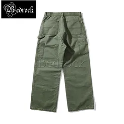 MBBCAR Vintage Distressed Cargo Pants B11 Loose Straight Lumberjack Overalls Green Carpenter Pant Heavy Double Knee Pant For Men