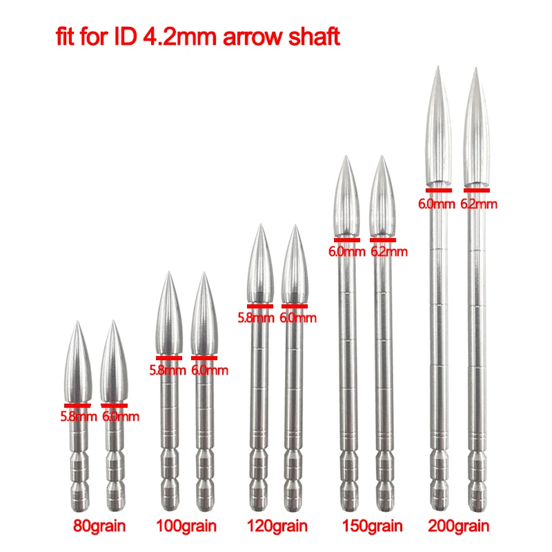 

Archery Arrow Point Tip Arrow Head 80 100 120 Grain For ID4.2 mm Arrow Shaft DIY Archery Accessory Bow Hunting Shooting 12Pcs