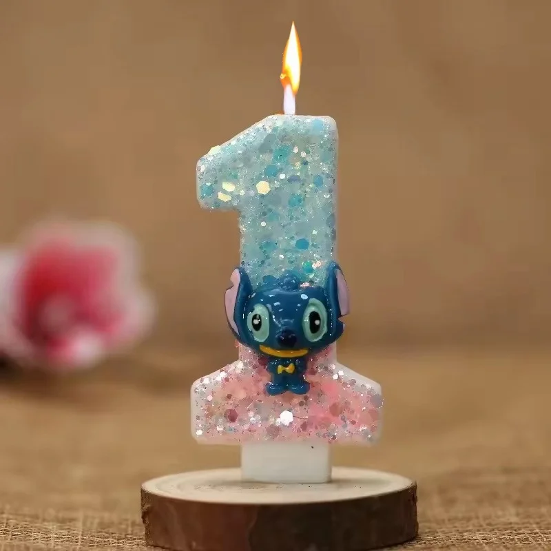 Anime Disney Stitch kawaii 0-9 Number Candle Cute 3D Stitch Cartoon Character Party Cake Plug-in Birthday Cake Decoration Gifts