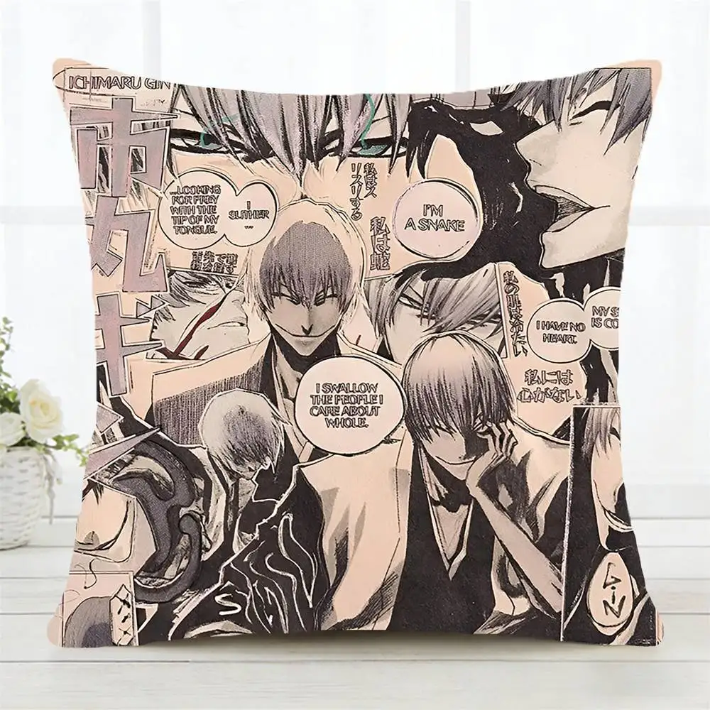 Anime Bleach Kissenbezug, modischer quadratischer Kissenbezug für Schlafzimmer, Sofa, Zimmer, Ins-Dekoration, Freizeit – Detail 7