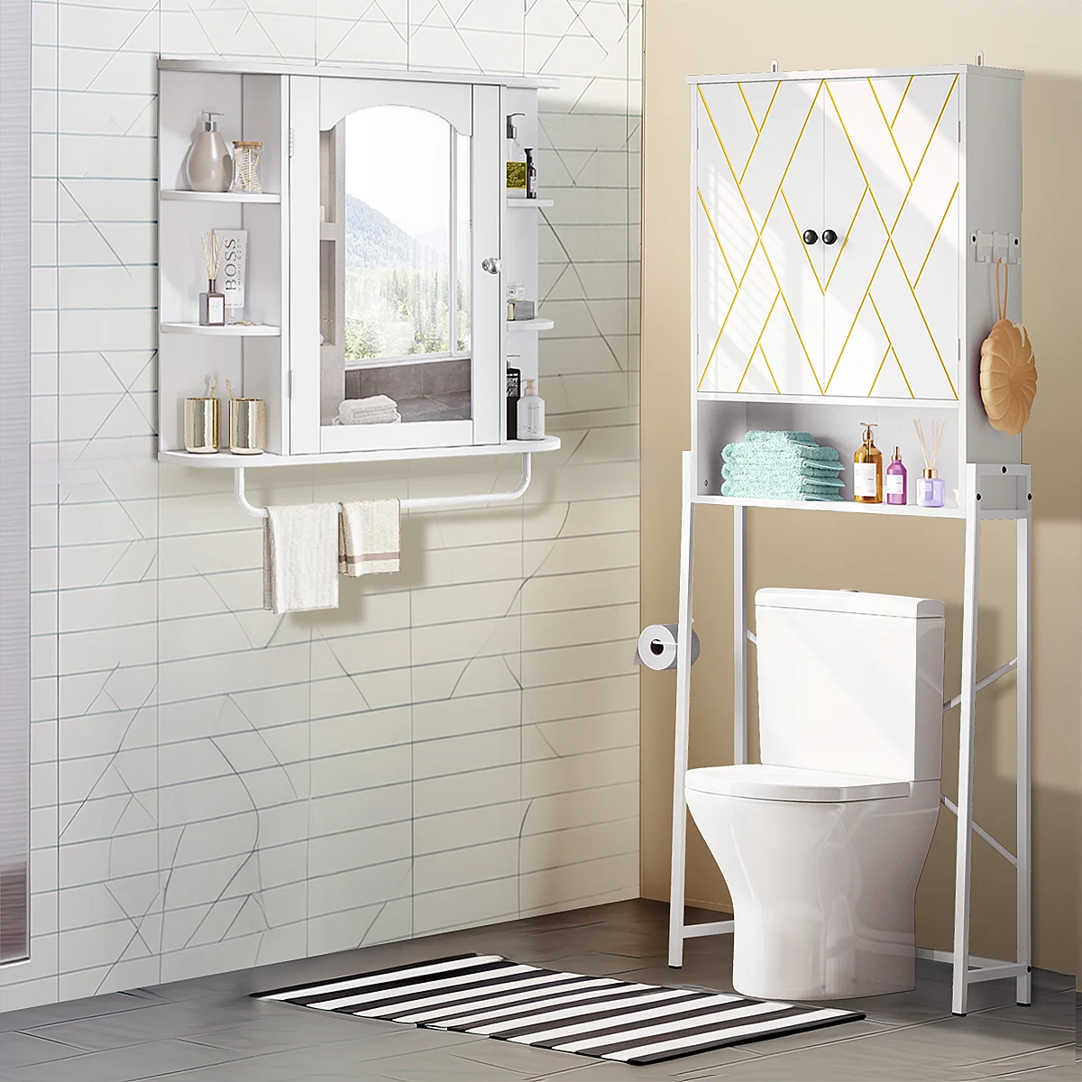 Bathroom Wall Cabinet Storage Medicine Cabinet Organizer Shelf Over The Toilet