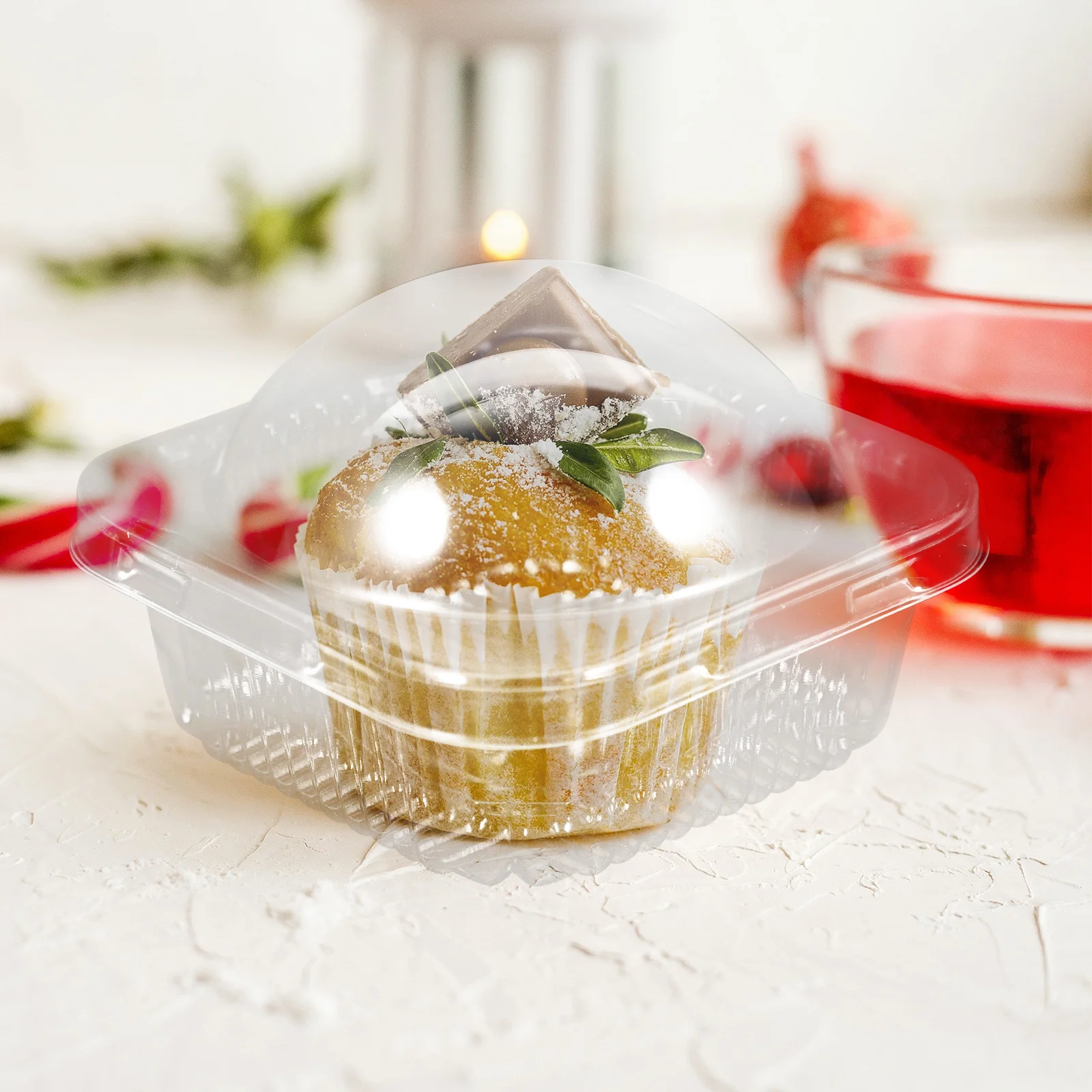 

50pcs Round Cupcake Containers Transparent Dessert Packaging For Macaroon Donuts Chocolate Bakery Containers Cupcake Boxes Bulk