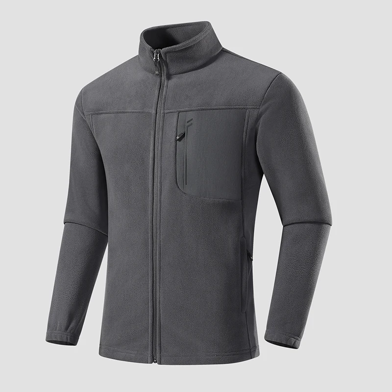 Men's Fleece Jacket Soft Warmth Windproof Full Zip Up Coat Multiple Zipper Pockets Hiking Working Outdoors Windbreaker