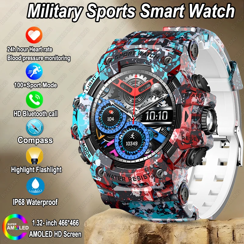 

Для Xiaomi военные спортивные умные часы мужские 100 + спортивные фитнес-фонарики компас пульсометр Bluetooth вызов водонепроницаемые умные часы