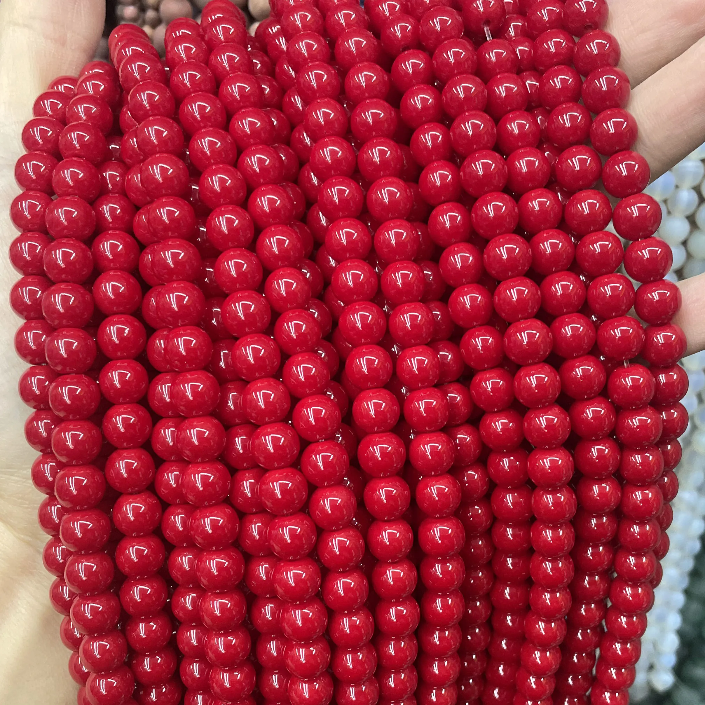 4 6 8 10 12 مللي متر الحجر الطبيعي المرجان الأحمر فضفاض الجولة خزر عازل لصنع المجوهرات سوار ذاتي الصنع إكسسوارات عقد #1