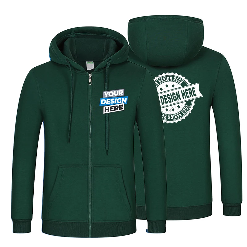 Unisex Custom Print Logo Pullover Zipper Hoodie Cotton Casual Sweatshirt for Men And Women