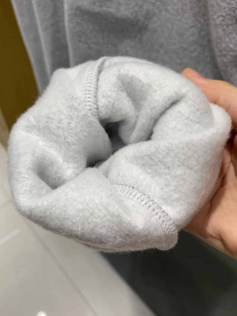 

Men's Fce Lined Trousers Elastic Waist Sports Casual Pants Autumn Winter Thiened Wear Resistant Youth Faion Bla ey...