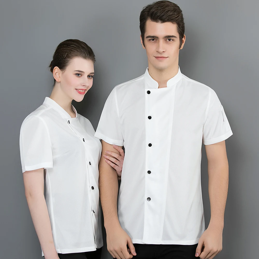 Homens e Mulheres Uniformes de Malha, Roupa de Manga Curta, Hotel, Restaurante, Garçom, Camisas, Cozinha, Chef, Casaco, Macacão