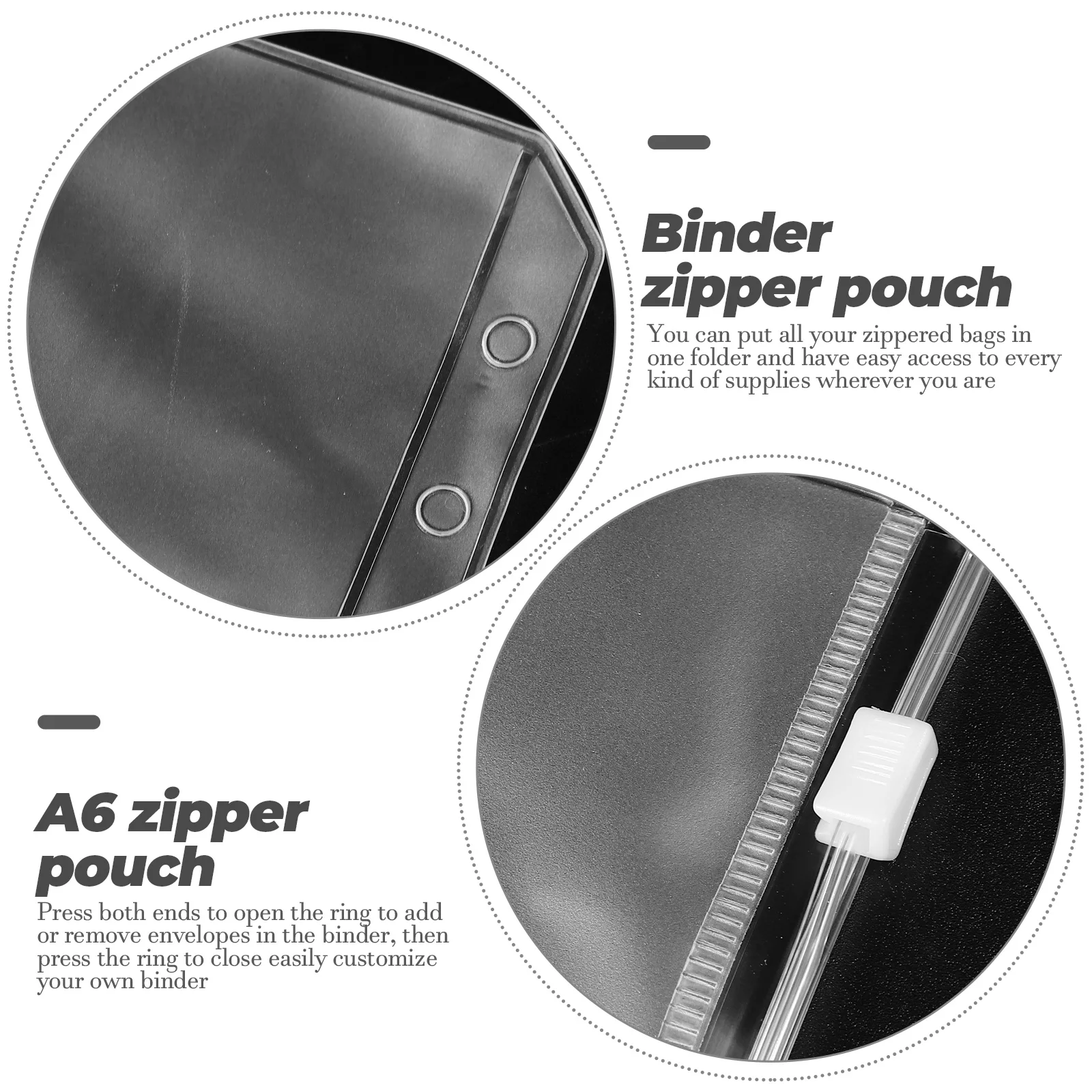 

20pcs PVC Zipper Bag Binder Storage Pouch A6 Reusable Document Organizer Business Card Folder Envelope Case for Office Home