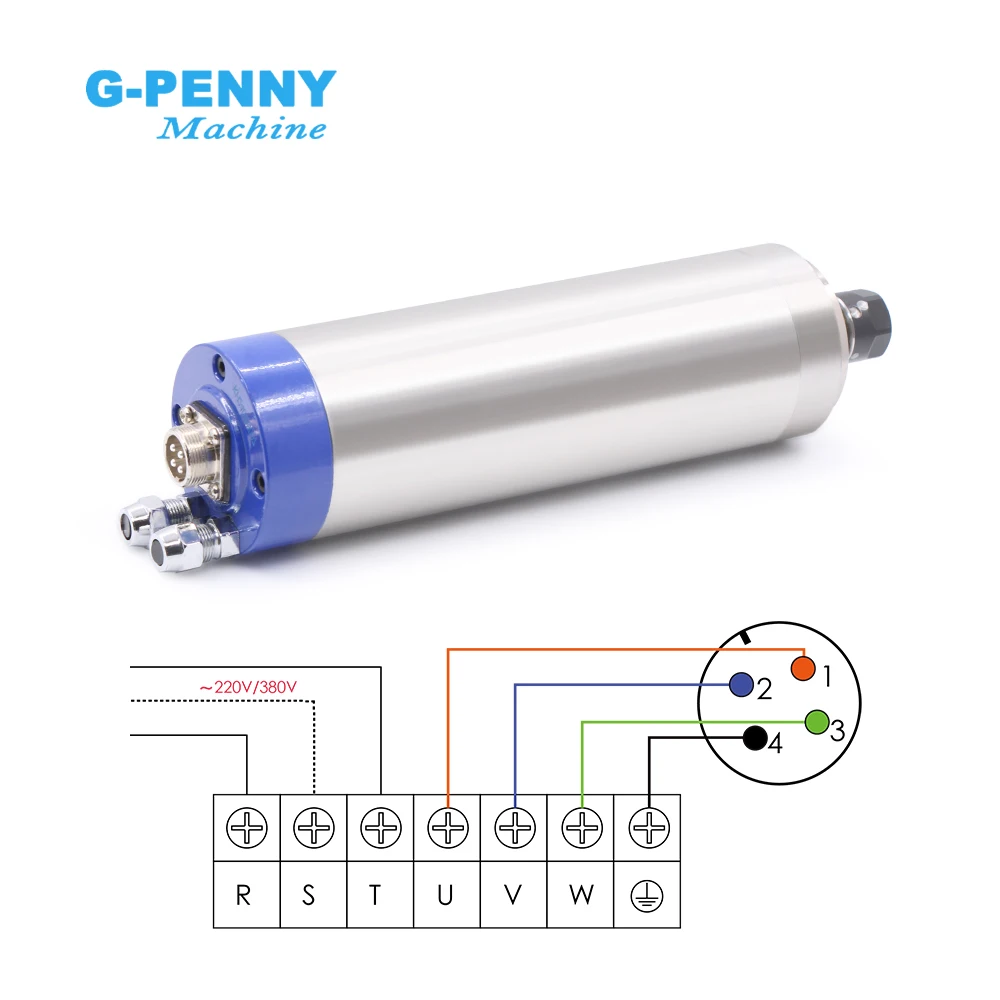 Imagem -04 - G-penny 1.5kw Er16 Motor de Eixo Refrigerado a Água d = 65 mm Peças Rolamentos Série Resfriamento a Água para Trabalho em Madeira Alumínio Cnc