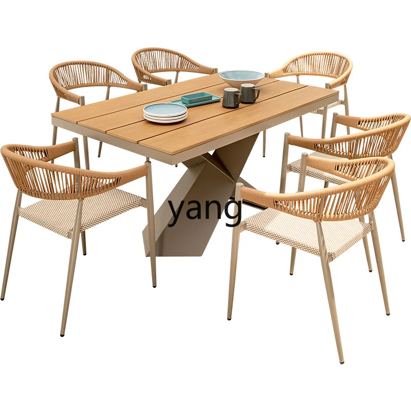 

XYY outdoor rattan chair high-end outdoor table and chair courtyard garden plastic wood table