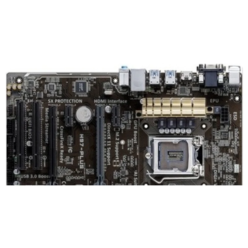 Desktop Mainboard Usado para H97-PLUS, LGA 1150, DDR3, 32GB, ATX para Intel H97, SATA III, USB 3.0