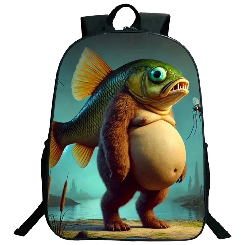 Ransel Cetak Brainrot Italia Lucu untuk Anak Laki-laki Perempuan Tas Sekolah Cappuccino Assassino Tas Buku Anak Tas Brainrot Italia Mochila