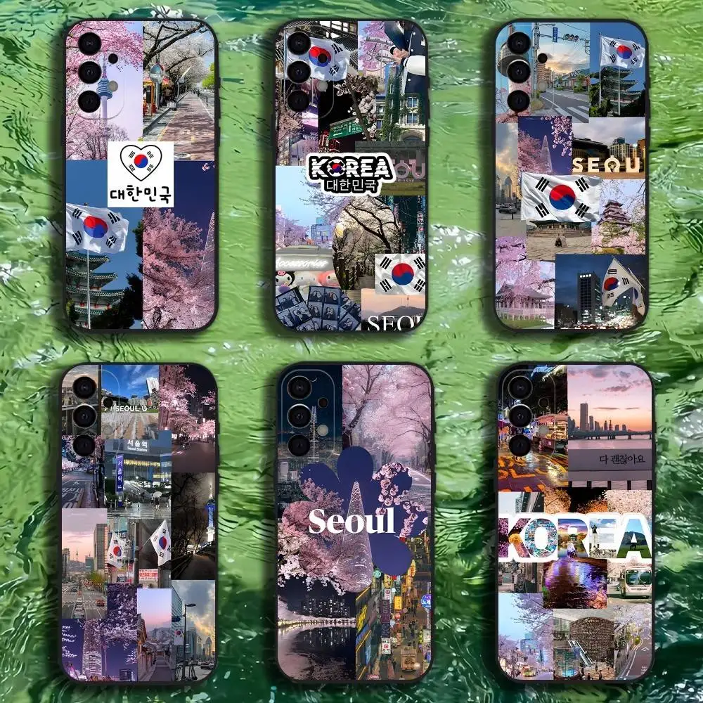 

South Korea SEOUL Travel Phone Case For Samsung S25,S24,S21,S22,S23,S30,Ultra,S20,Plus,Fe,Lite,Note,10,9,5G Black Cover