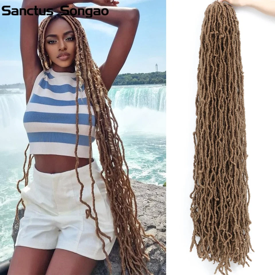 

18 24 36 Inch Long New Faux Locs Braiding Synthetic Brown Soft Locs Crochet Hair Goddess Locs Crochet Hair For Black Women