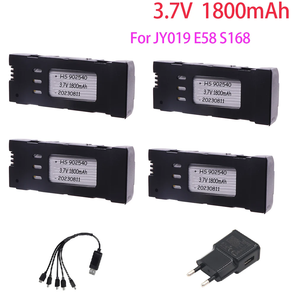 3.7V 1800mAH Lipo Battery + 5-IN-1 Charger for E58 JY019 S168 For RC Drone Quadcopter Spare Parts 3.7v Rechargeable battery 1S