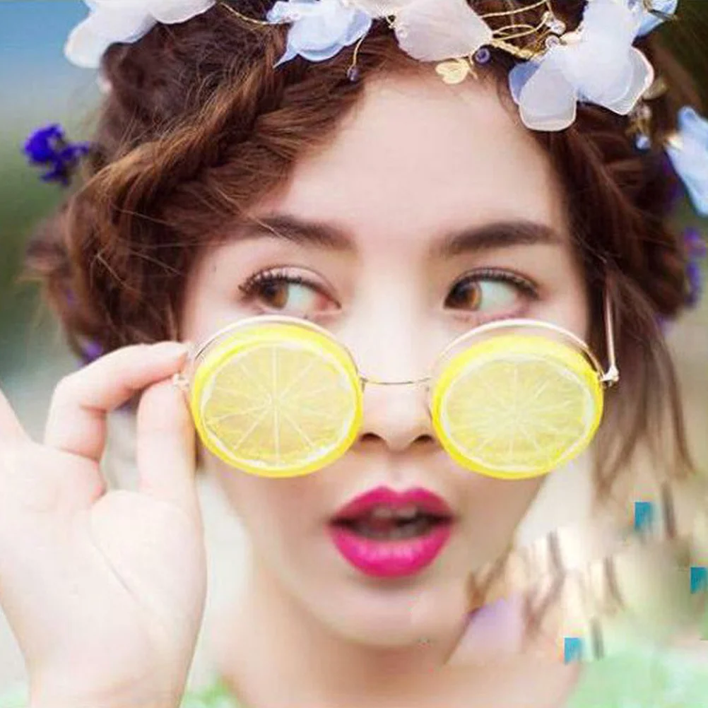 

Funny Glasses Yellow Durable Lightweight Soft Touch Party Props Hawaii Beach Gather Masquerade Dance Eyeglasses Lemon