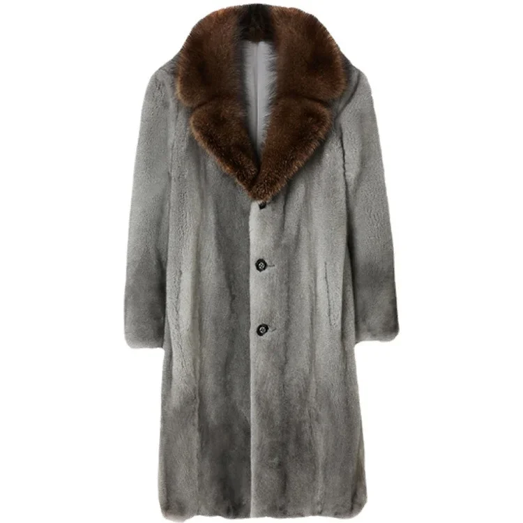 Men Autumn Winter Thick Faux Fox Fur Coat Jacket Long Sleeve Warm Plus Size Luxury Fur Black Parkas Bontjas Shaggy Outerwear