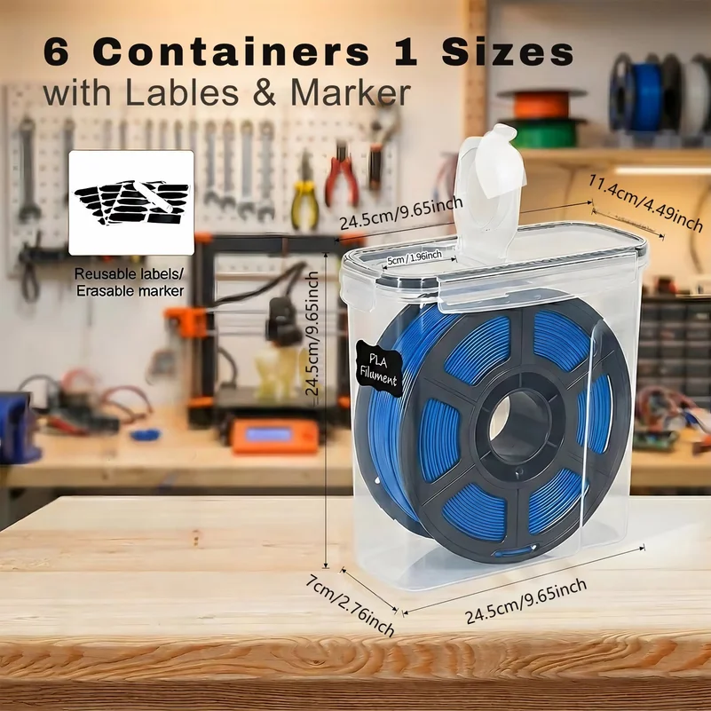 Food Storage Containers 4-Pack 4L Airtight with Lids – Filament Box for 3D Printer Filament Spools, BPA-Free Storage Boxes with