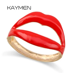 Kaymen Fashion Especial Colorful Enamel Cuff Bracelet Lip Shape Bangle 4 Colors for Women Girls New Wedding Party Bracelet