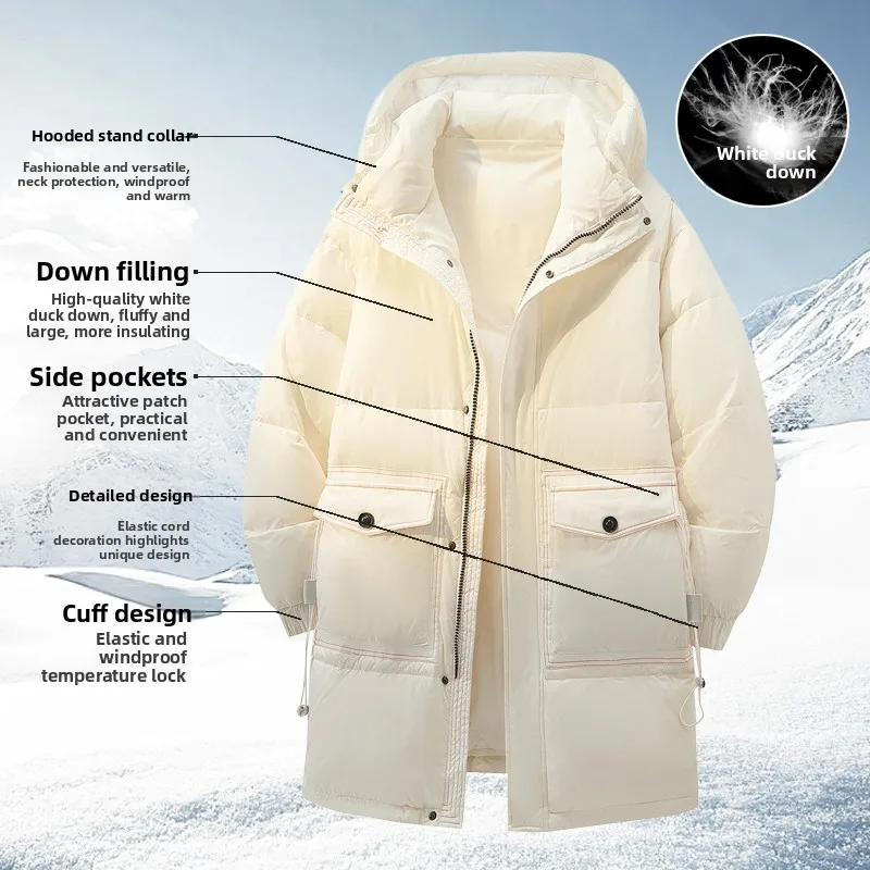 

New Windproof Down Jackets Thickening Outdoors Climbing Comfort Warm Coats Winter Fashion Casual Hooded Lightweight Snow Jackets