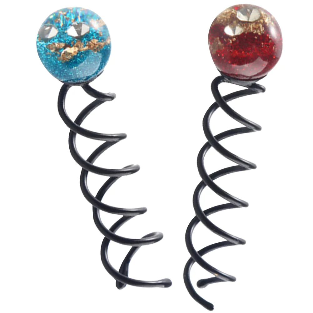 2 Pcs Korean Style Ball Head Lazy Spiral Clamp Hair Iron Barrettes Bun Clip Pin Simple Metal