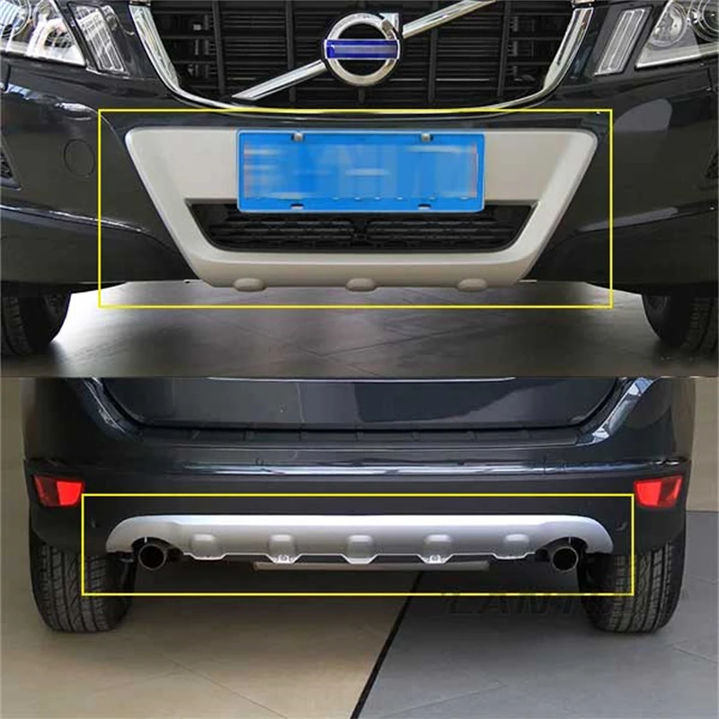 2pcs For Volvo XC60 2009 2010 2011 2012 2013 ABS and Stainless Steel Front and Rear bumper Skid protector Guard plate trim