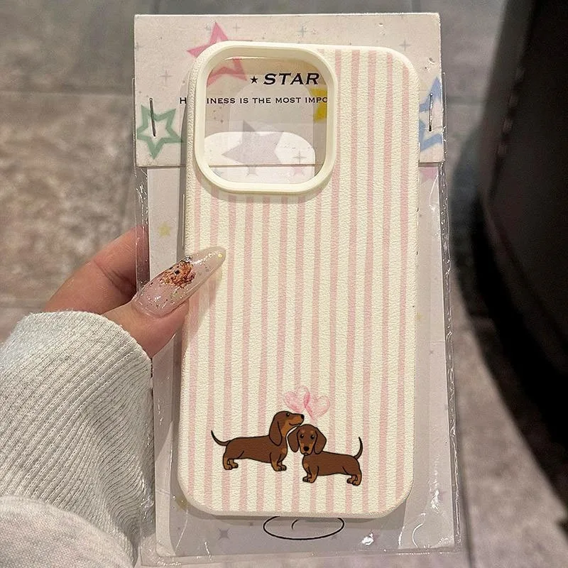 Handyhülle für iPhone 11 12 13 14 15 16 17 Pro Max XS X XR 16E 16 Plus 17e Rosa Gestreiftes Welpen-Cocktail Trendiges Muster Weiche Hülle – Detail 7