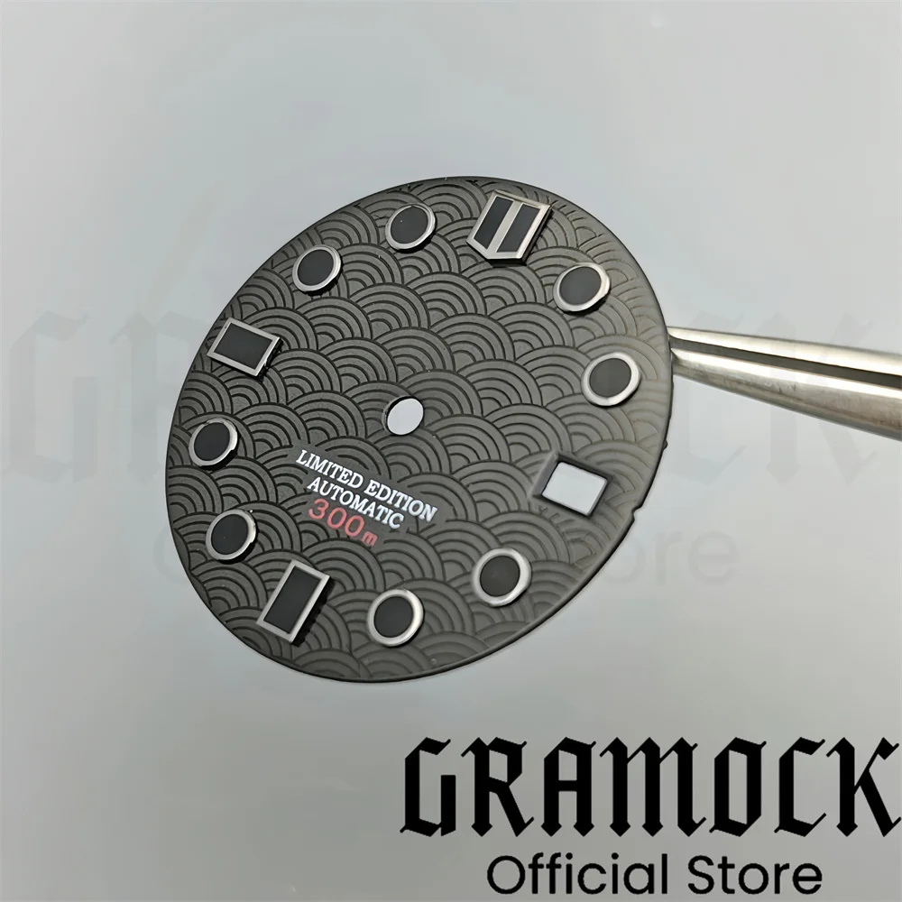 Gramock 28.5 مللي متر أسود أحمر مقياس السمك ساعة الطلب مع الأيدي C3 سوبر الأخضر مضيئة ل NH35 NH36 ساعة يد تعمل بالحركة استبدال أجزاء