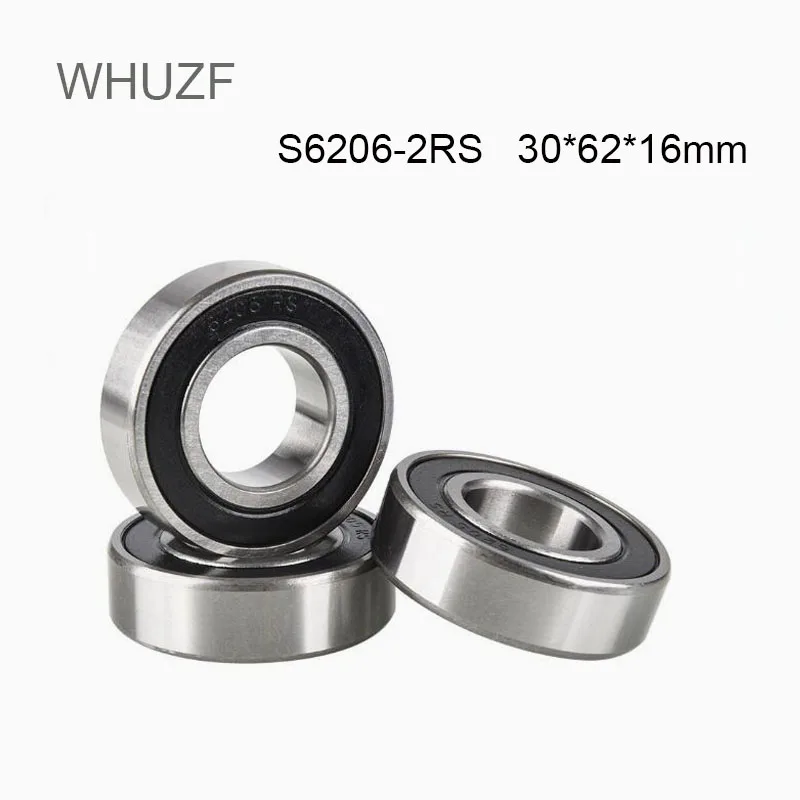 

WHUZF 2PCS S6206-2RS Bearing 30*62*16 mm ABEC-3 440C Stainless Steel S 6206RS Ball Bearings S6206 Stainless Steel Ball Bearing