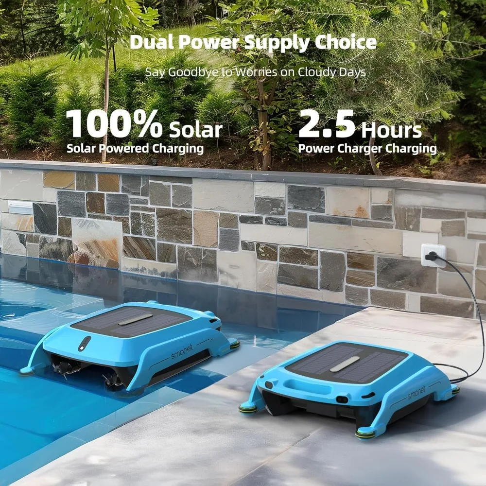 2024 New Robotic Solar Pool Skimmer: SR5 Automatic Robot Cordless Solar Powered Pool Skimmer Cleaner for Pool Surface