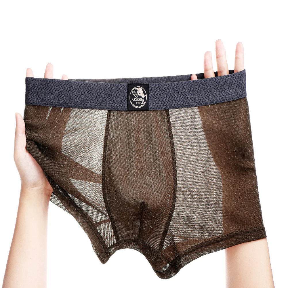 

Men For Shimmer Mesh Sheer Boxer Shorts See Through Underwear Elastic Lingerie Ultra Hot Breathable Underpants Men's Clothing