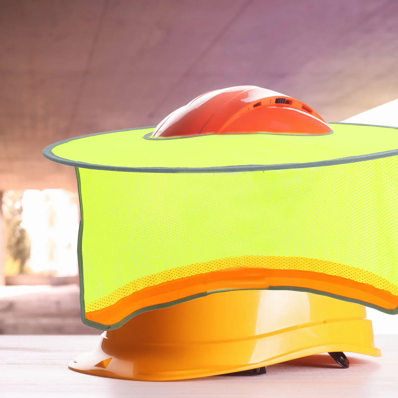 Hard Hat Sun Shade Full Brim Neck Shade Breathable Mesh Curtain Adjustable Elastic Band Construction Visor