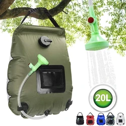 Water Bags 20L Outdoor Camping Hiking Solar Shower Bag Heating Camping Shower Climbing Hydration Bag Hose Switchable Shower Head