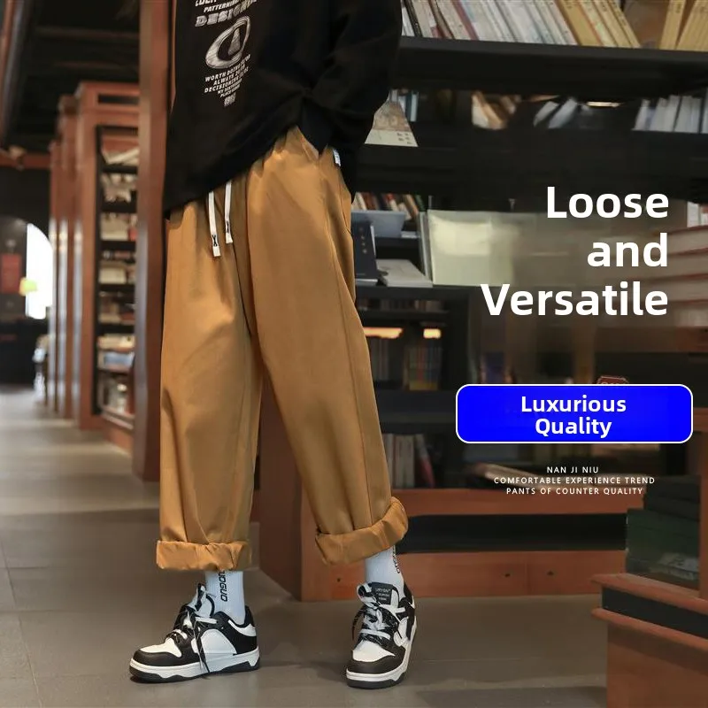 

American Retro Straight Leg Men's Sports Pants Casual Trousers High Street Trend Spring Autumn Loose Fit Breathable Cotton